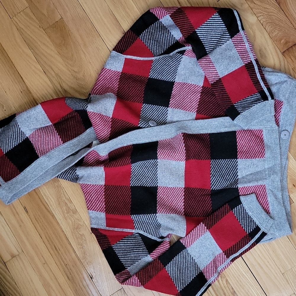 Atko black red gray mixed wool sweater